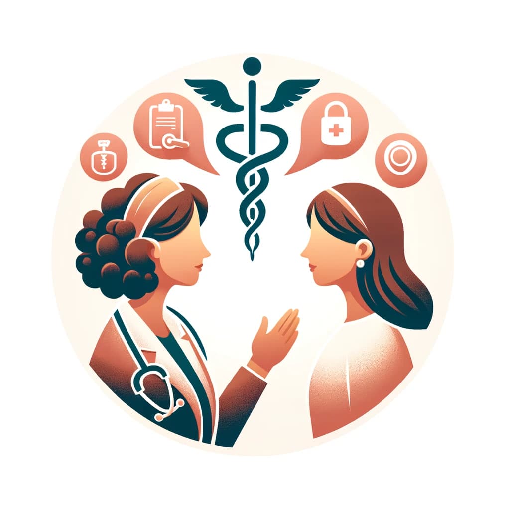 Illustration of a physician and patient in conversation